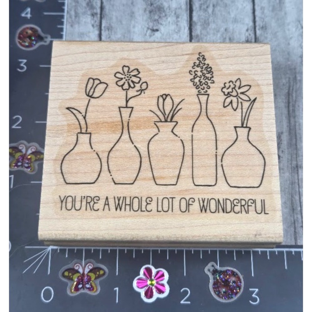 Stampin' Up! You're A Whole Lot Of Wonderful Flowers Rubber Stamp Wood #D13